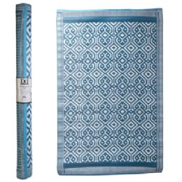 6 pieces Outdoor Rug 4x6 Modern Moroccan Blue Woven Polypropylene Reversible - Mats