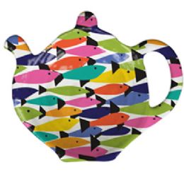 144 pieces Tea Bag Holder 12pc Pdq 4.25x3.25 In Rainbow Fish Melamine - Kitchen Gadgets & Tools