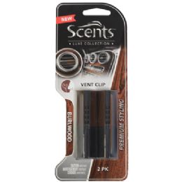 24 pieces Air Freshener 2pk Luxe Vent Clip Burlwood Scents Carded - Air Fresheners