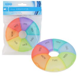 24 pieces Pill Organizer Donut 7 Day Rainbow Color Compartment 4.75in Hba Opp/hdr - Organizer