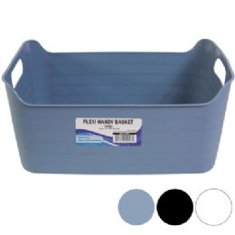 48 pieces Flexible Basket Large 14 X 11 X 6 - 3 Assorted Colors White Black Gray - Baskets