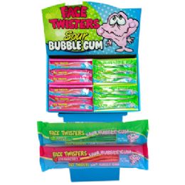 96 pieces Sour Sugar Coated Bubble Gum Straw Shipper 48 Strawberry 48 Green Apple - Food & Beverage