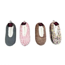 12 pieces One Size Women's Ballerina Knitted Slippers In Assorted Prints - Women's Slippers