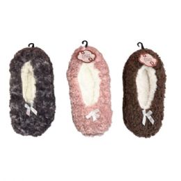 12 pieces One Size Women's Super Poodle Fuzzy Slippers In Assorted Colors - Women's Slippers