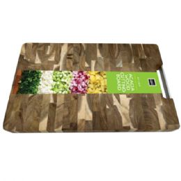 2 of Acacia Wood End Grain Kitchen Chopping Block Cutting Board With Metal Handle