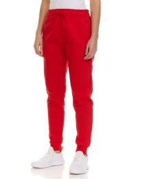 Womens Fleece Lined Jogger With Pocket In Red Size Small