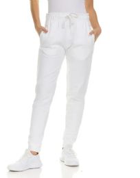 Womens Fleece Lined Jogger With Pocket In White Size Large