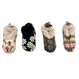 12 pieces One Size Women's Terry Fur Slippers In Assorted Prints - Women's Slippers