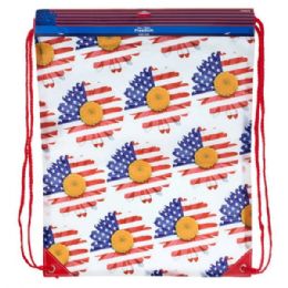 24 pieces Americana Daisy Drawstring Backpack - Draw String & Sling Packs