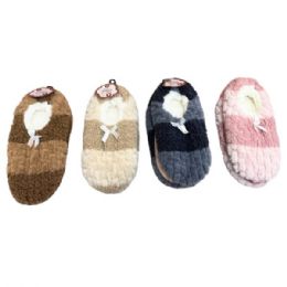 12 pieces One Size Women's Super Poodle Fuzzy & Texture Mix Slippers In Assorted Colors - Women's Slippers