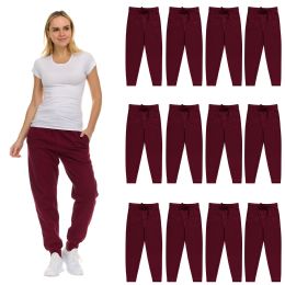  Womens Fleece Lined Jogger With Pocket In Burgundy Size Xlarge