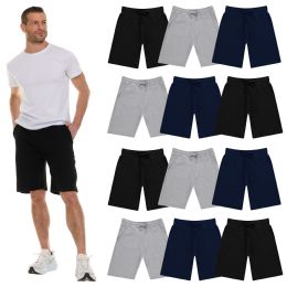 Mens Cotton Fleece 3 Pocket Shorts Assorted Dark Colors Size Xlarge
