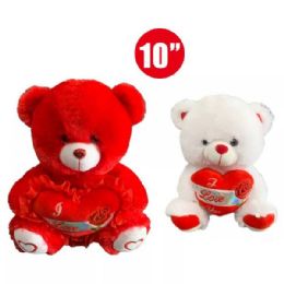 12 Pieces 10 Inch Red/white Teddy Bear - Valentine Decorations
