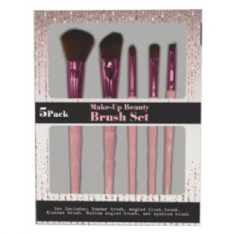 24 pieces 5 Piece Rose Gold Makeup Brush Set - Assorted Cosmetics