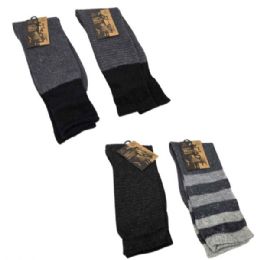 24 pieces Lambs Wool Crew Socks In Assorted Designs And Colors In Size 10-13 - Mens Crew Socks