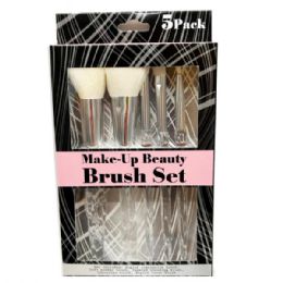 12 pieces 5 Piece Crystal Shape Handle Makeup Brushes With White Bristles Set - Assorted Cosmetics