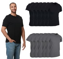Men's Cotton Short Sleeve T-Shirt Size Large - Black And Gray
