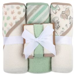 24 Pieces 6-Piece Baby Bath Set With Hooded Bath Towel & Wash Cloth - Dinosaur Theme - Baby Accessories