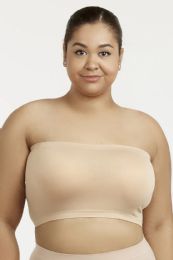 144 Pieces Sofra Ladies Seamless Tube Top Bra Plus Size - Womens Bras And Bra Sets