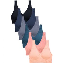 216 Pieces Sofra Ladies Seamless Sports Bra - Women's Active Wear Tops