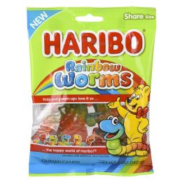 12 pieces Peg Bag Haribo Rainbow Worms 5oz - Food & Beverage