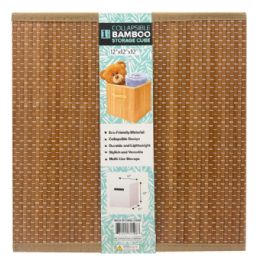 6 pieces 12 inch X 12 inch Collapsible Brown Check Bamboo Storage Basket - Baskets