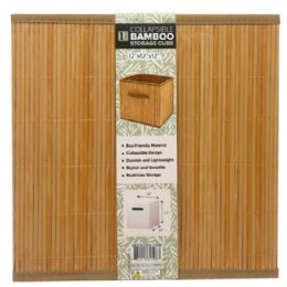 6 pieces 12 inch X 12 inch Collapsible Plain Bamboo Storage Basket - Baskets