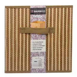6 pieces 12 inch X 12 inch Collapsible Stripe Bamboo Storage Basket - Baskets