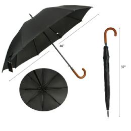 48 Pieces 46" Black Umbrella - Umbrellas & Rain Gear