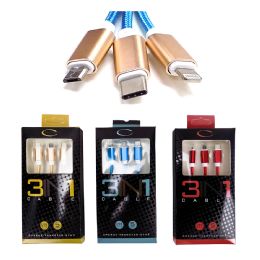 48 pieces 5 Ft 3 In 1 Cable (type C, Micro Usb & Lightning) - Chargers & Adapters