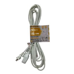 12 pieces 20 Ft White Extension Cord 16awg Etl - Electrical