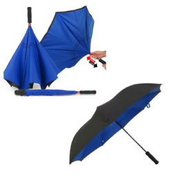 24 pieces 2 Layers 46 Inches Inverted Umbrella (black/royal Blue) - Umbrellas & Rain Gear