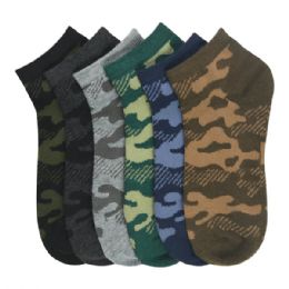 216 Pairs Power Club Spandex Socks (camo) 4-6 - Boys Ankle Sock