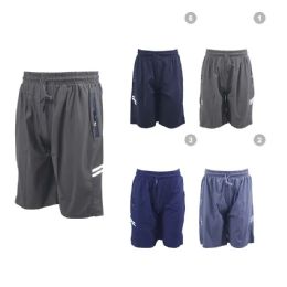 12 Pieces Mens Gartered Shorts with Double Stripes - Mens Shorts