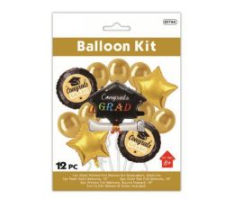 48 Pieces 12pc Graduation Balloon Kit Gold - Graduation