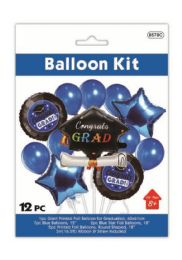 48 Pieces 12pc Graduation Balloon Kit Blue - Graduation