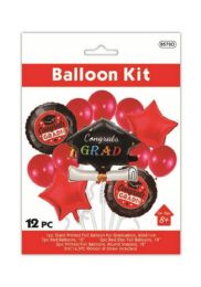 48 Pieces 12pc Graduation Balloon Kit Red - Graduation