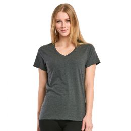 72 Pieces Sofra Ladies Classic Fit V Neck T-Shirt Char. Grey Small - Womens Camisoles & Tank Tops