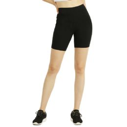 72 Pieces Mamia Ladies Cotton 15 Inch Outseam Shorts Black Size Small - Women's Active Wear Bottoms