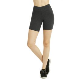72 Pieces Mamia Ladies Cotton 15 Inch Outseam Shorts Charcoal Gray Size Large - Women's Active Wear Bottoms