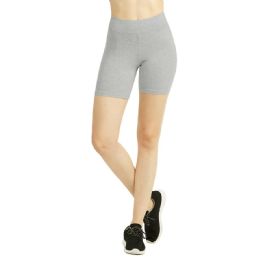 72 Pieces Mamia Ladies Cotton 15 Inch Outseam Shorts Heather Gray Size Small - Women's Active Wear Bottoms
