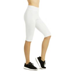36 Pieces Sofra Ladies Cotton 21 Inch Outseam Shorts W/ High Waistband Size L - Womens Leggings