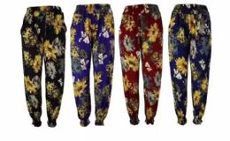 3 of Womens Gartered Hem Pants Floral Prints