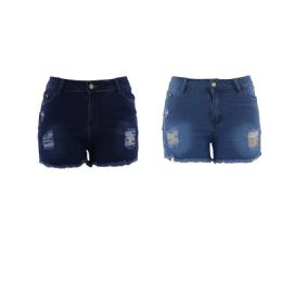 3 Pieces Womens Ripped Denim Shorts - Womens Shorts