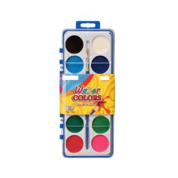 36 Pieces Kids Water Color Set 12 Classic Colors - Paint, Brushes & Finger Paint