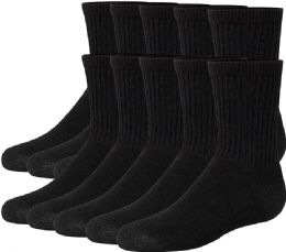 Hanes Boys Black Crew Socks Size 9-11