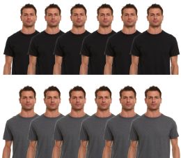 Men's Cotton Short Sleeve T-Shirt Size Large - Black And Gray