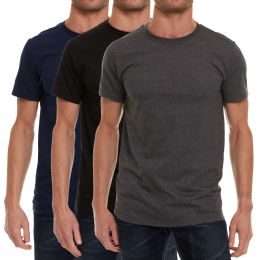 84 Pieces Men's Cotton Short Sleeve T-Shirt Size XL - Assorted Black Navy Gray - Solid T-Shirts