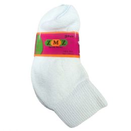 20 pieces Zmz 3 Pair Kids Ankle Socks Size 4-6 In White - Boys Ankle Sock