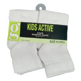10 pieces Gold Medal 6 Kids White NoN-Cushion Ankle Socks Size 8-9 - Boys Ankle Sock